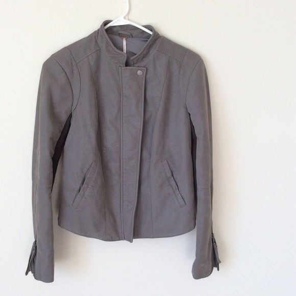 Free People Jackets & Blazers - Free people vegan moto jacket size 6 gray